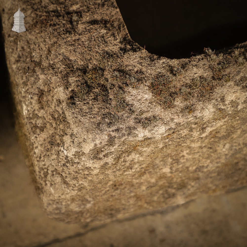 Pair of Weathered Carved Stone Trough Planters