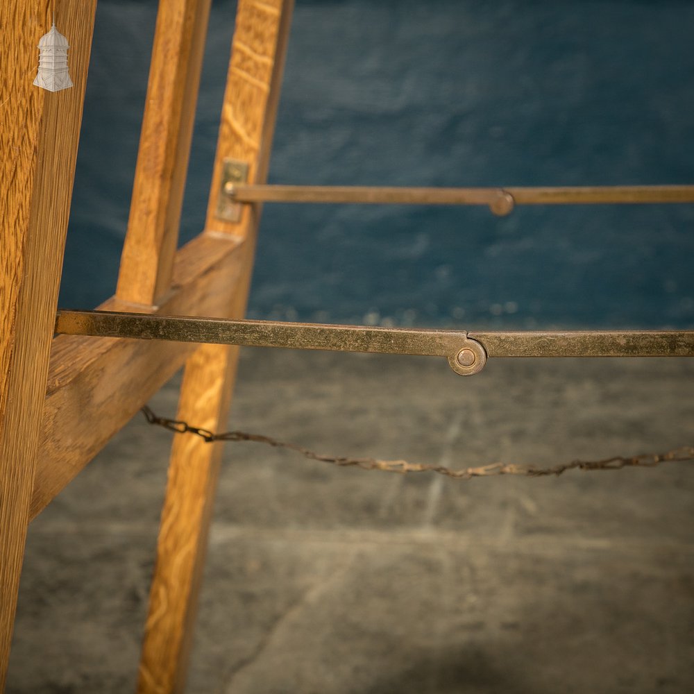 Tall Trestle Coffin Stands, 19th C Oak with Brass hardware, Pair