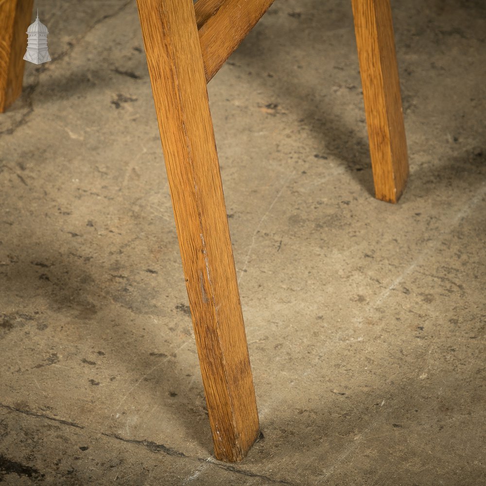 Tall Trestle Coffin Stands, 19th C Oak with Brass hardware, Pair