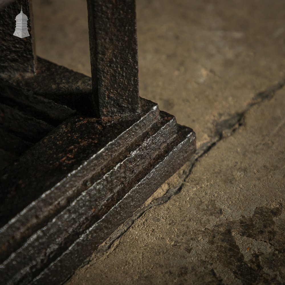 Fireplace Fender, Early 19th C Wrought Iron with Twist and Fleur De Lis