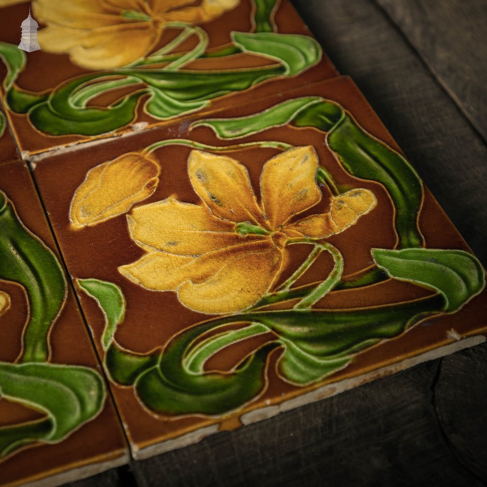 Decorative Floral Tiles, 6” x 6” Batch of 6