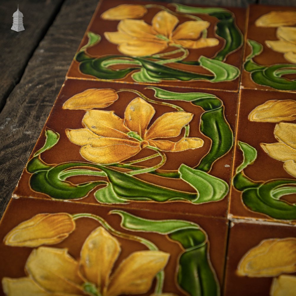 Decorative Floral Tiles, 6” x 6” Batch of 6