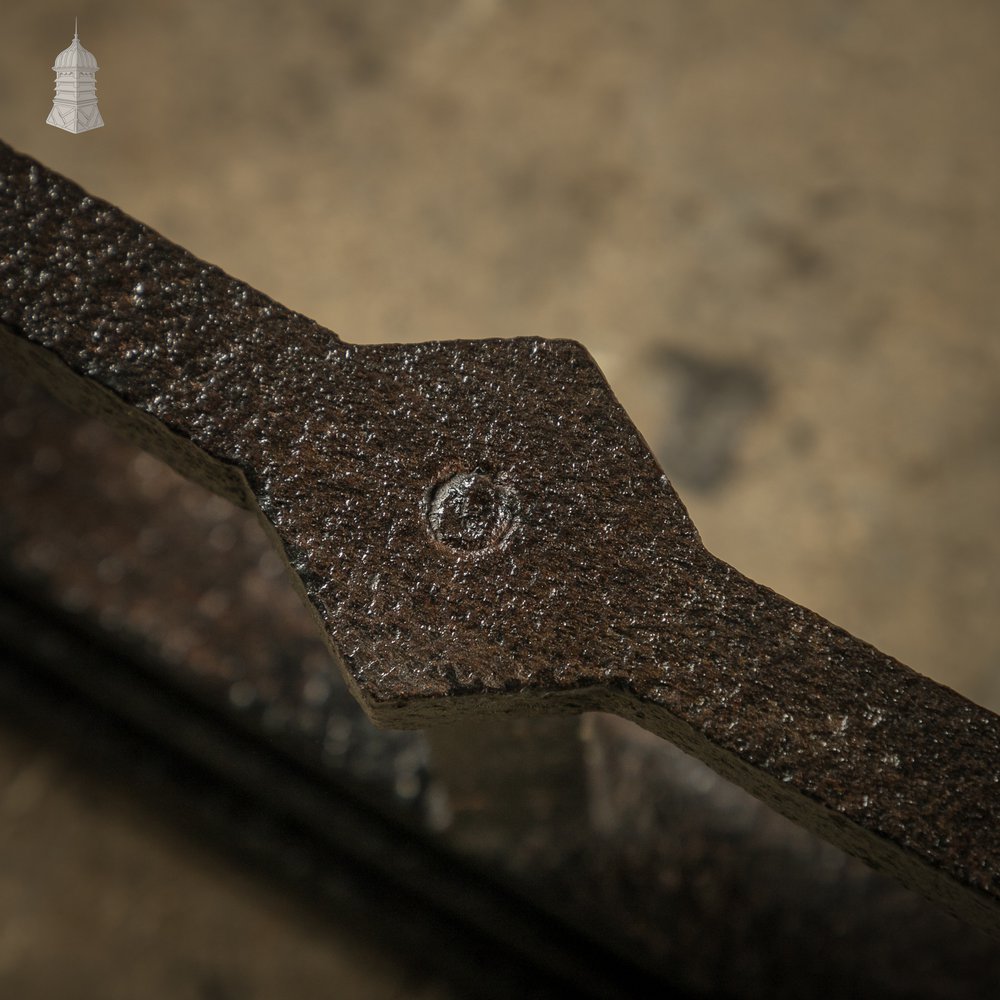 Fireplace Fender, Early 19th C Wrought Iron with Twist and Fleur De Lis