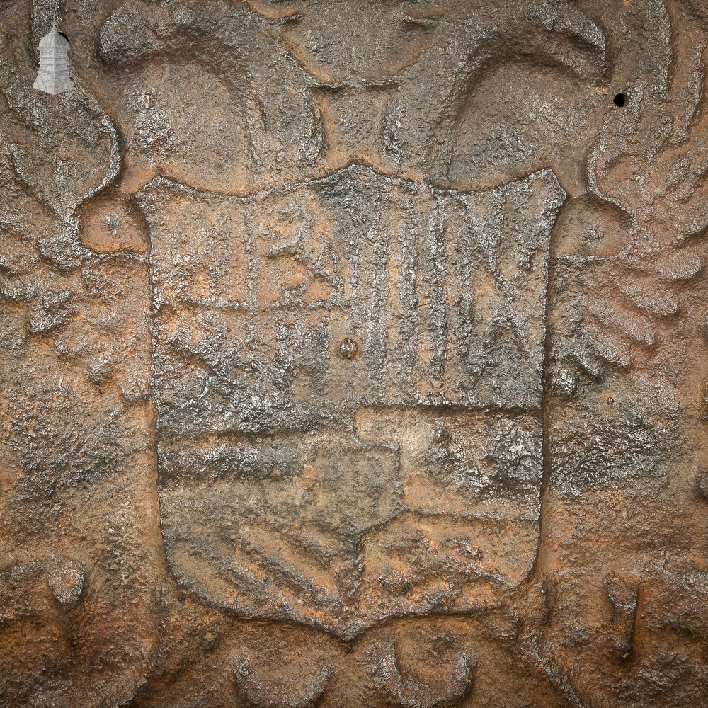 Fire Back, Cast Iron Crown and Shield Design