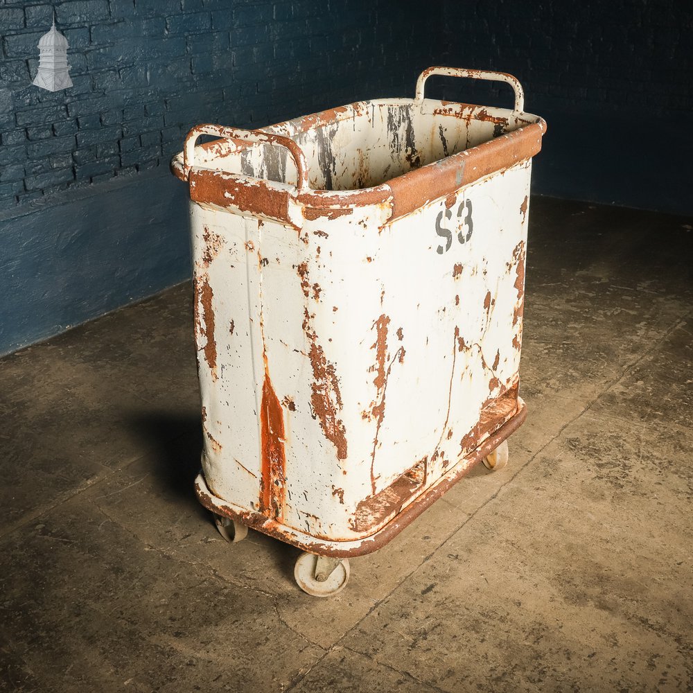 White Painted Steel Industrial Workshop Wheeled Bin