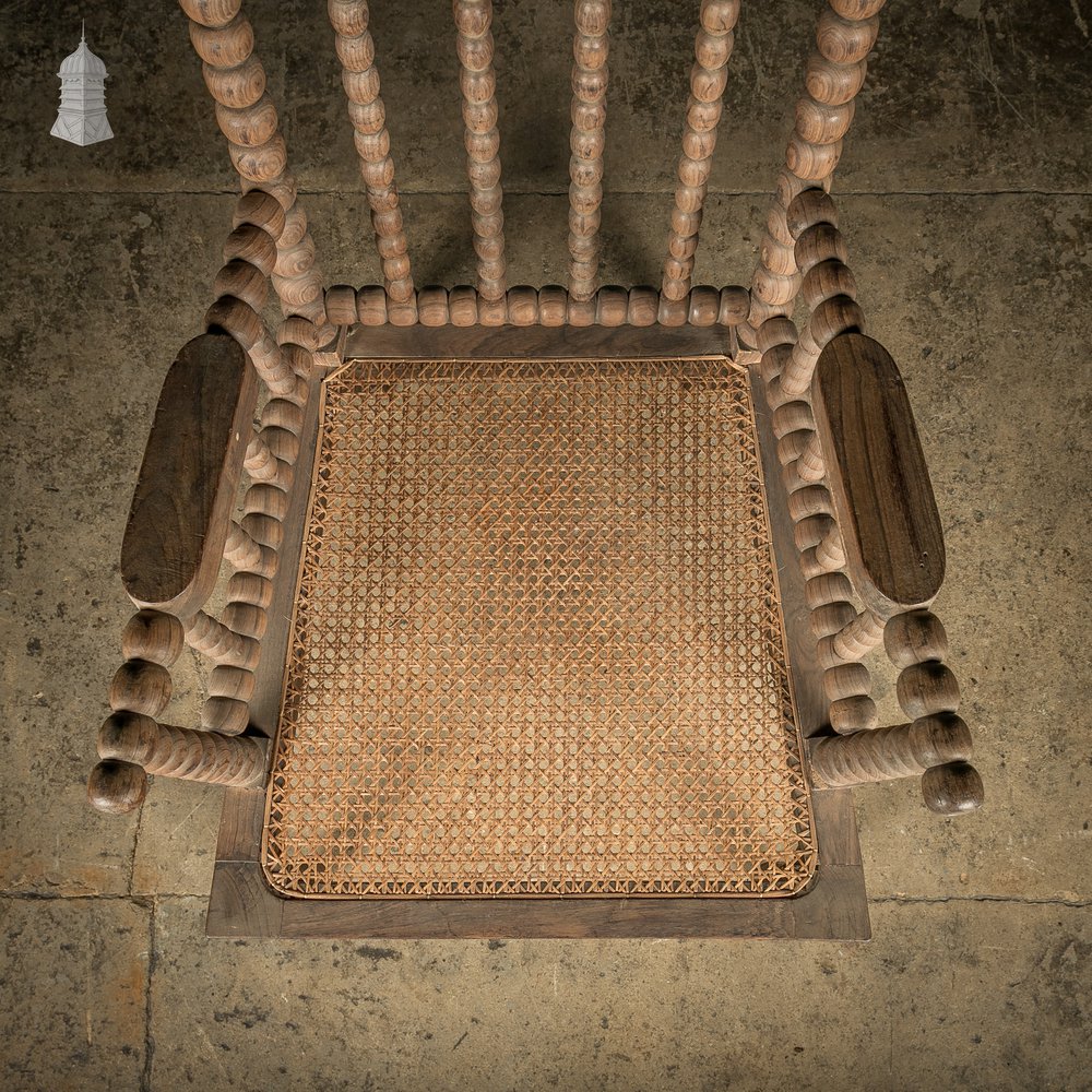 Regency Easy Chair, Bobbin Turned Teak with Rattan Seat