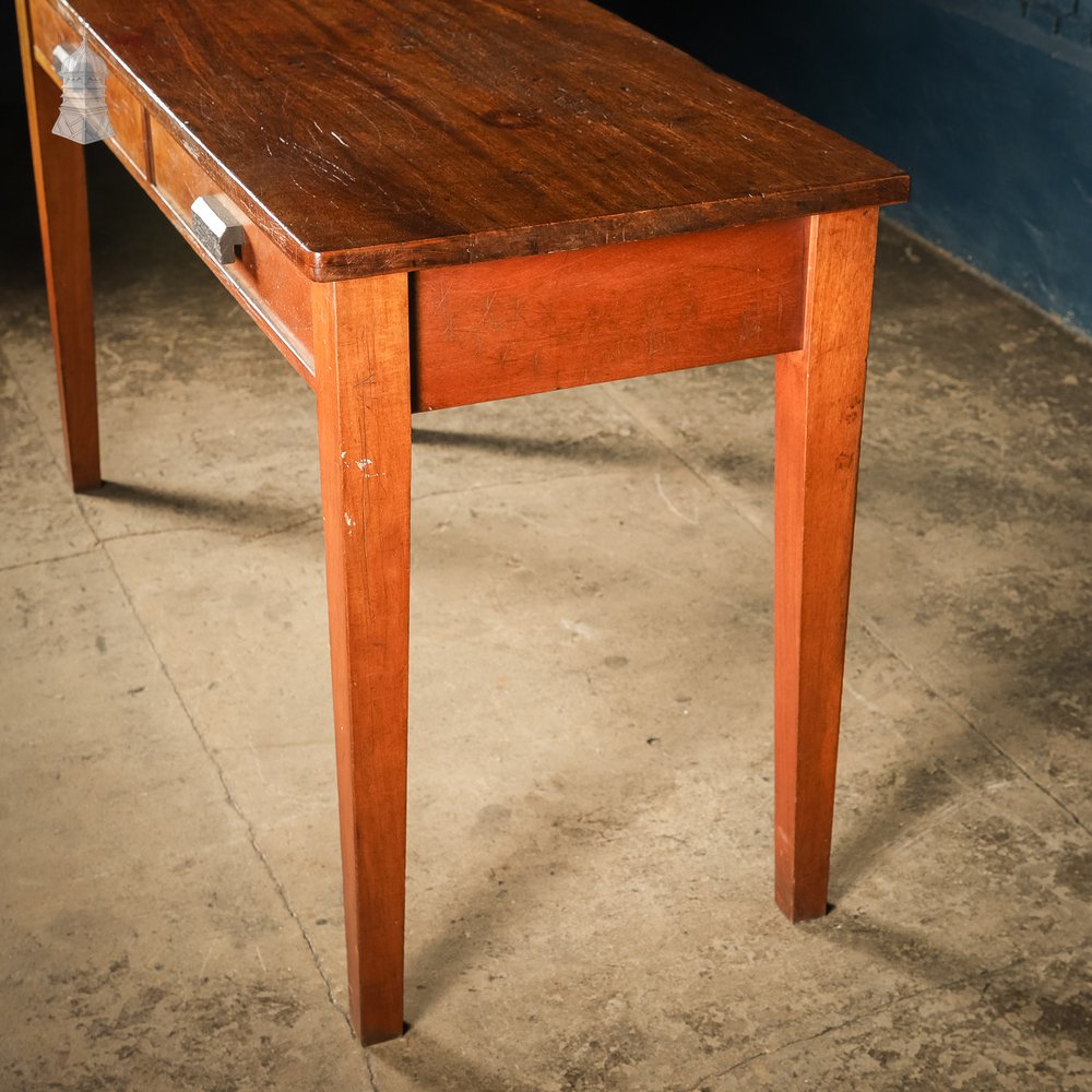 Mid Century Iroko School Science Lab Bench Table with 2 Drawers – 5 Foot Long