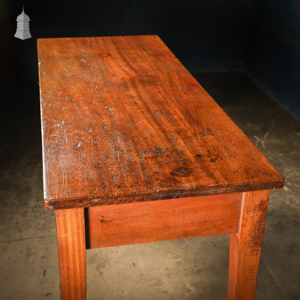 Mid Century Iroko School Science Lab Bench Table with 2 Drawers – 5 Foot Long