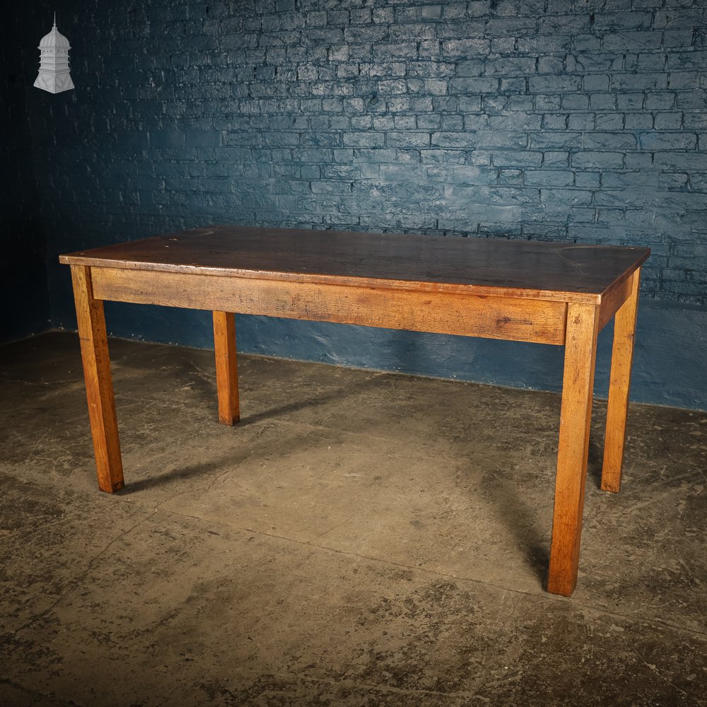 6 Foot Long Mid Century Oak School Science Lab Table