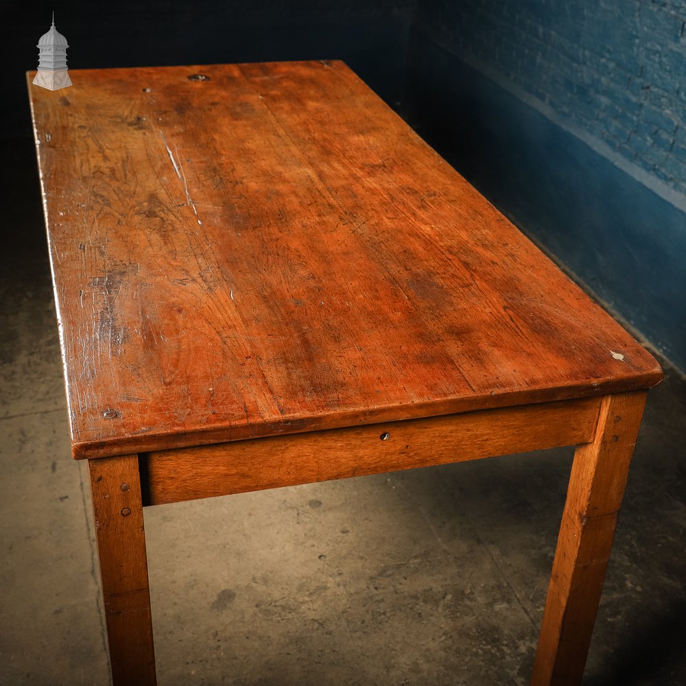 6 Foot Long Mid Century Oak School Science Lab Table