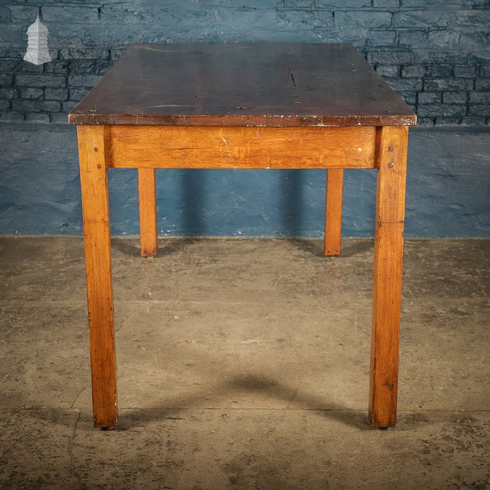 6 Foot Long Mid Century Oak School Science Lab Table