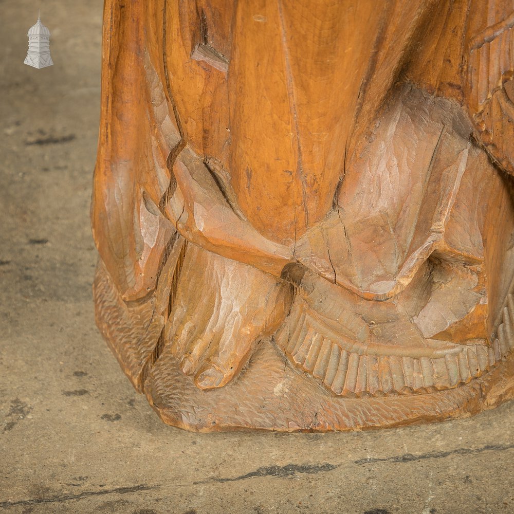 Madonna and Child, 19th C Ecclesiastical Carved Walnut Statue