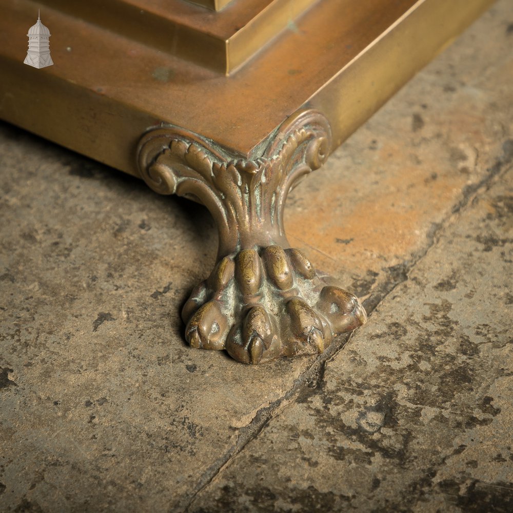 Brass Standard Lamps by Elkington & Co, Adjustable 19th C Neo Classical Corinthian Columns with Paw Feet