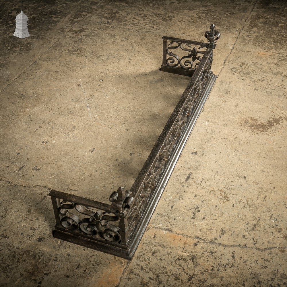 Fireplace Fender, Wrought Iron Scroll Design