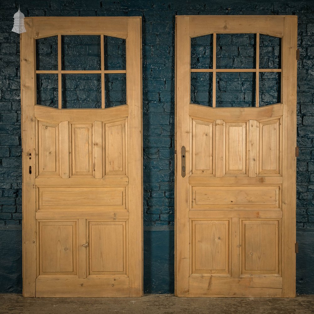 Half Glazed Doors, 12 Moulded Panel Pine Pair