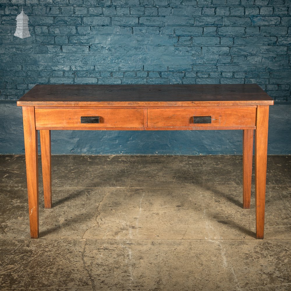 5ft Long Iroko School Science Lab Bench Table with 2 Drawers