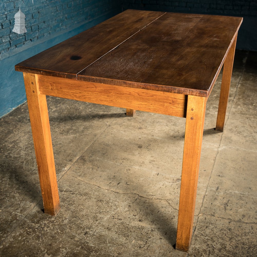 5ft Long Mid Century Oak School Science Lab Table