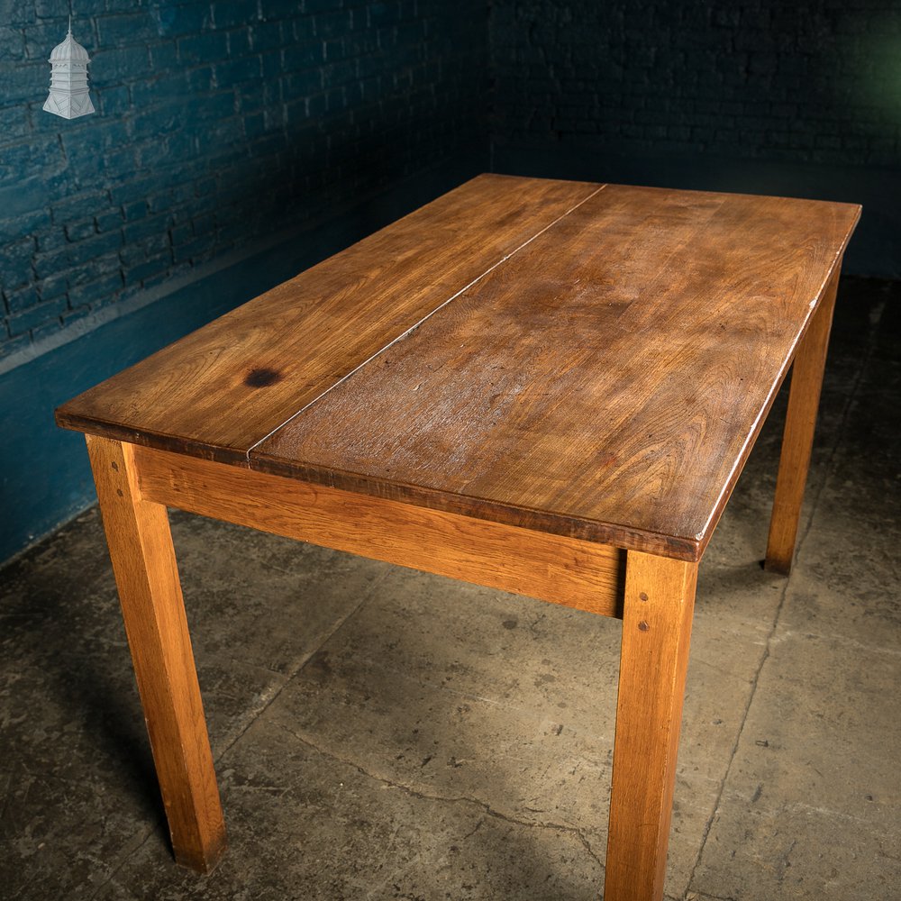 5ft Long Mid Century Oak School Science Lab Table