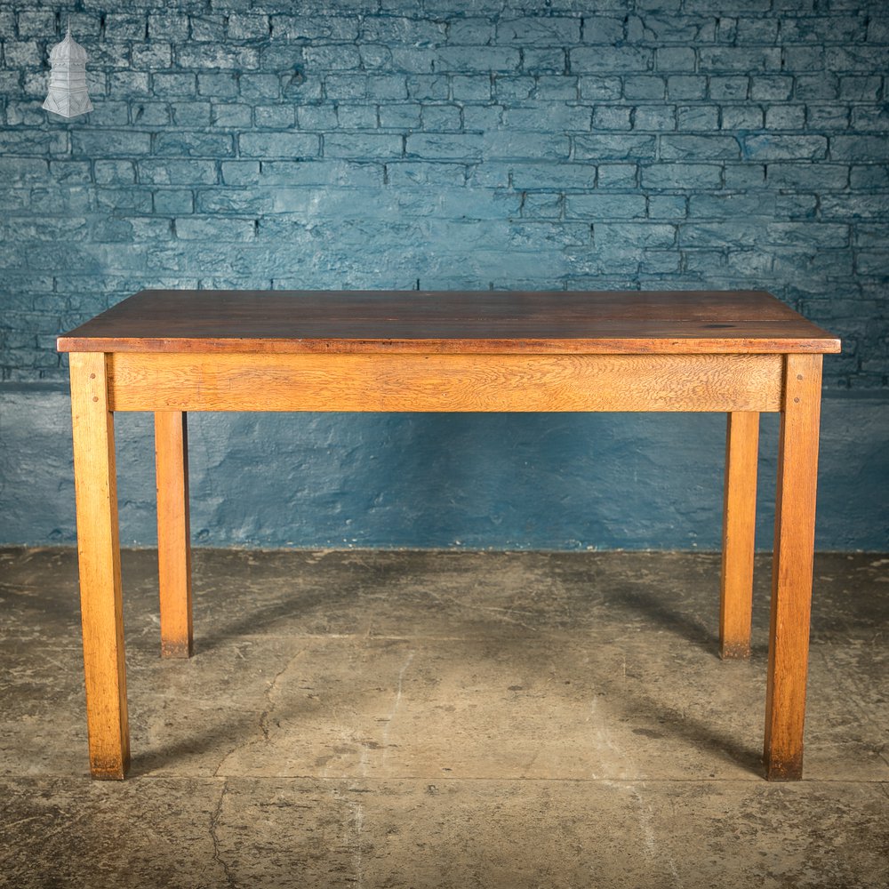 5ft Long Mid Century Oak School Science Lab Table