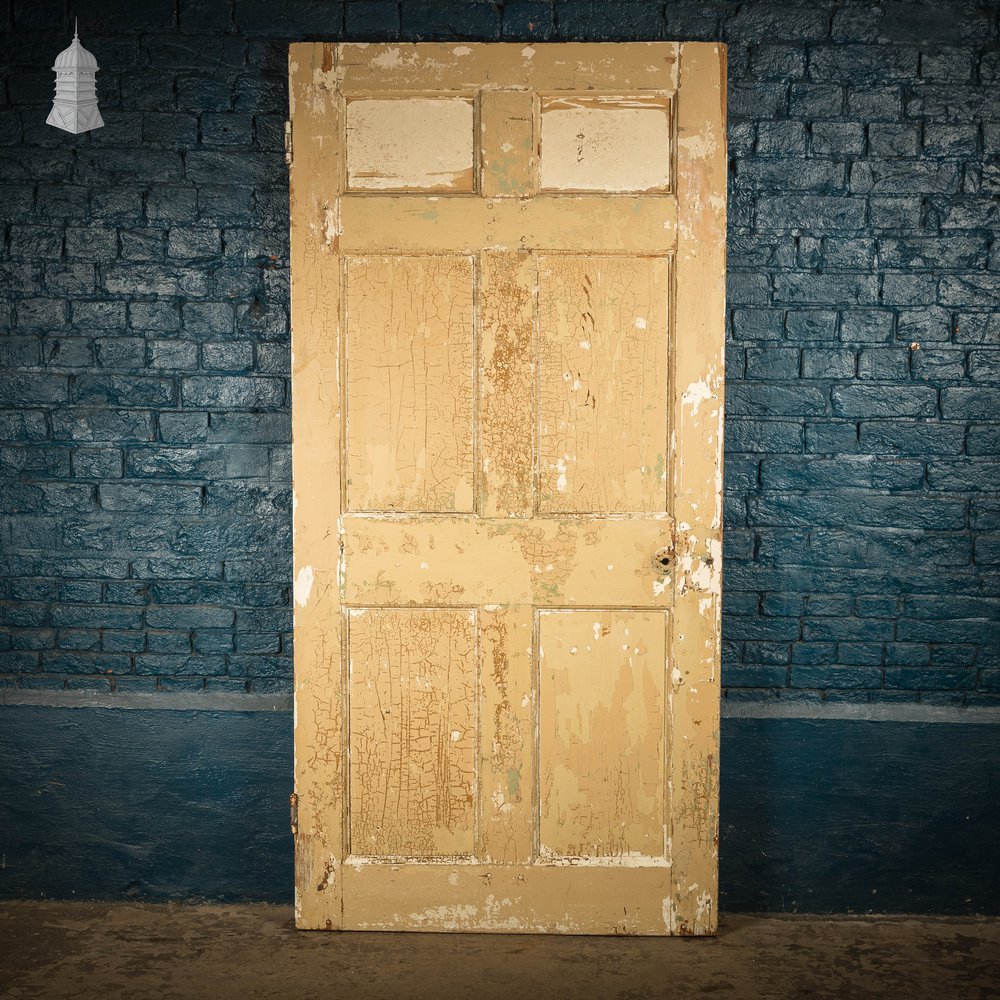 6 Panel Door, Six Moulded Panels, Distressed Cream Paint