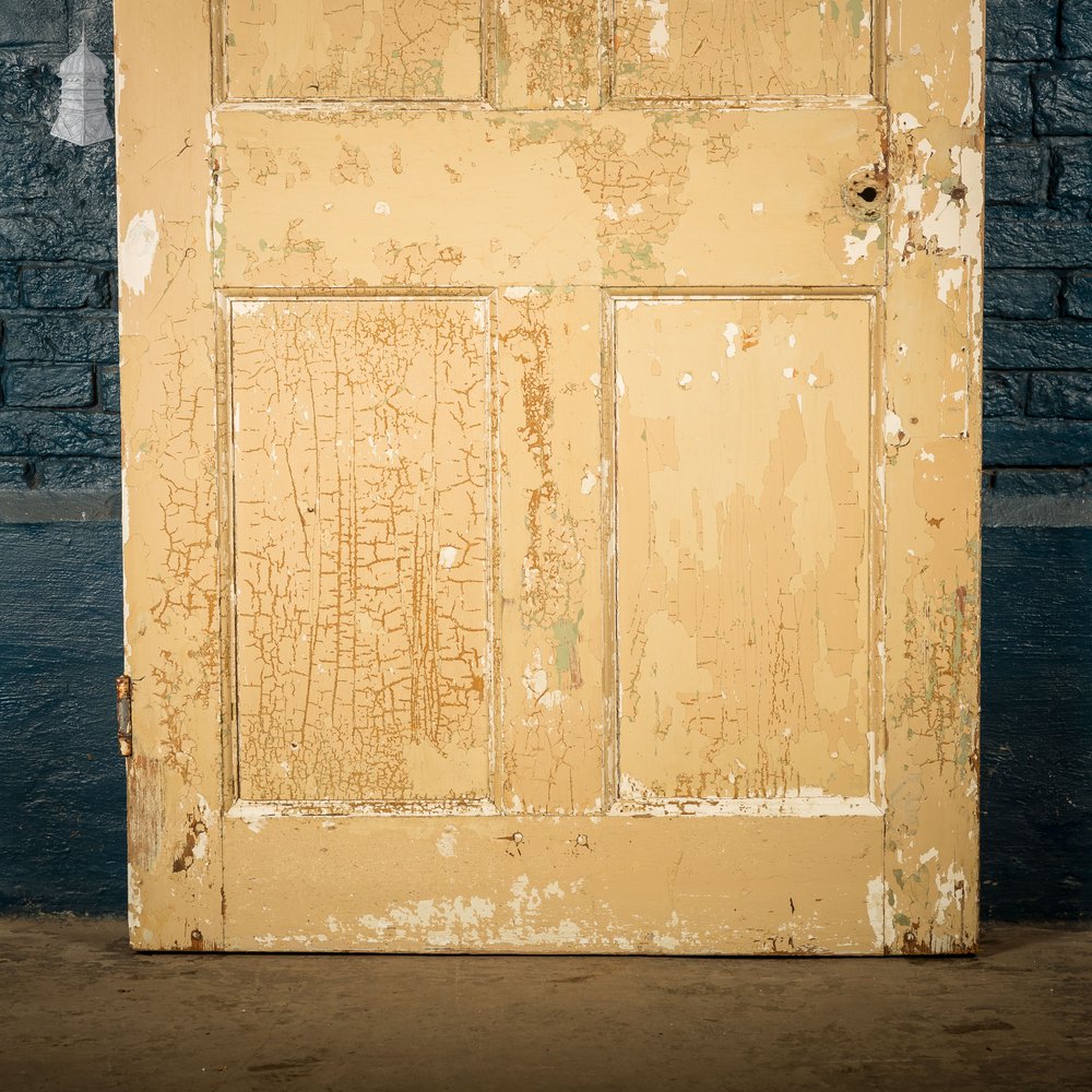 6 Panel Door, Six Moulded Panels, Distressed Cream Paint