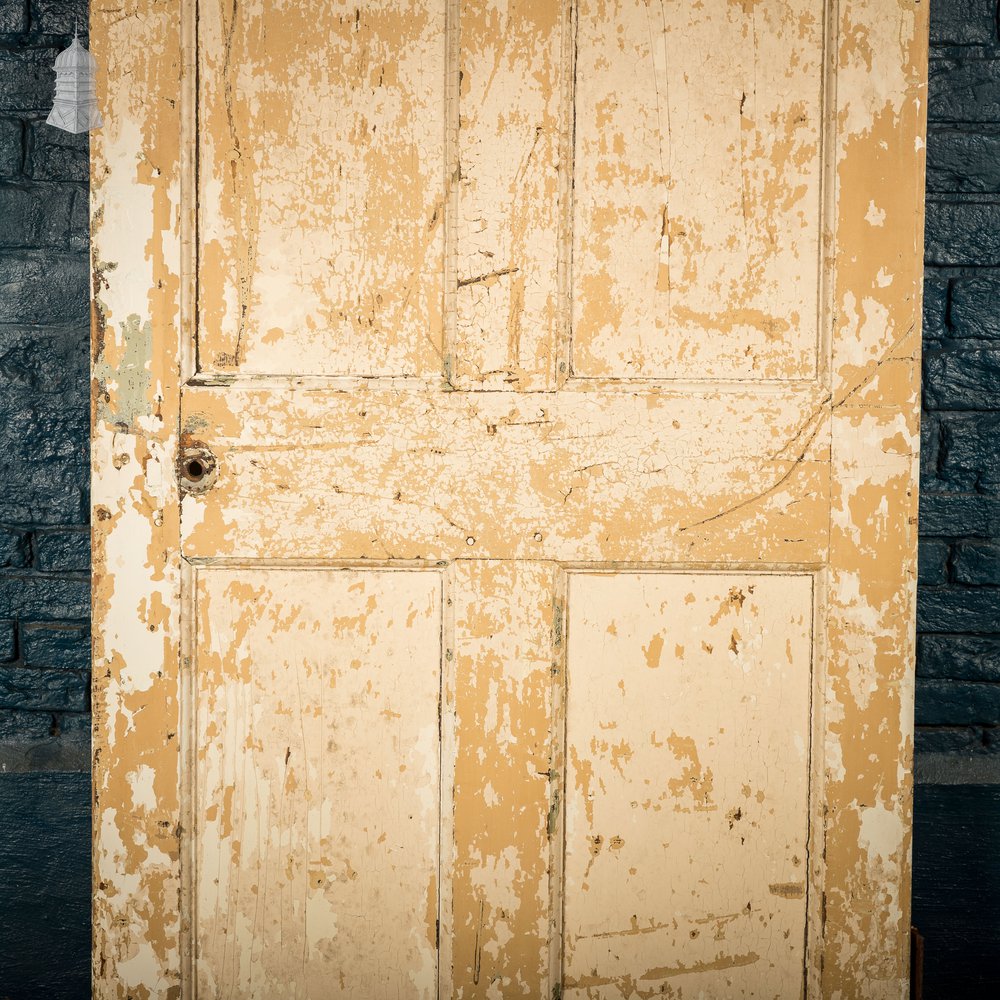 6 Panel Door, Six Moulded Panels, Distressed Cream Paint