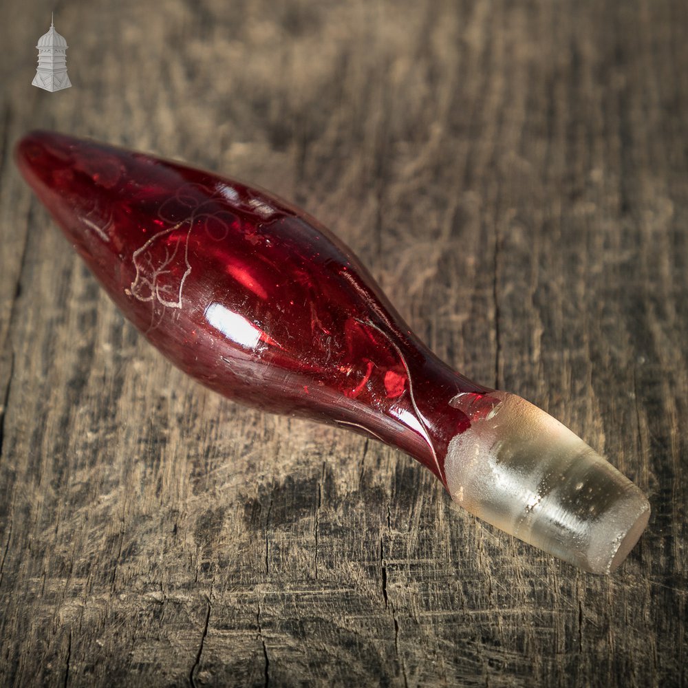 Bohemian Ruby Decanters, Etched Flashed Ruby Red Glass Decorated with Grapes and Vines, 19th C