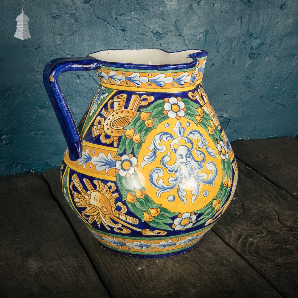 Majolica Glazed Pitcher Jug, 19th C