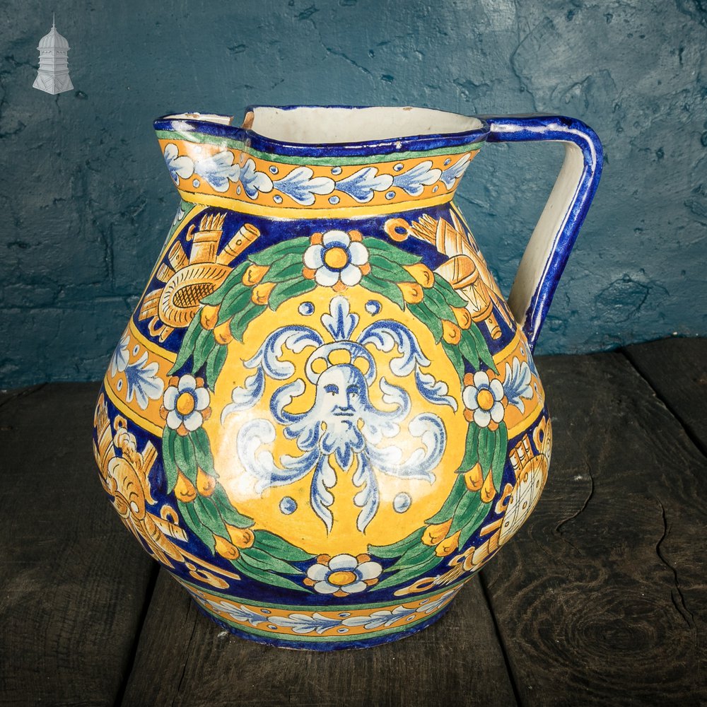 Majolica Glazed Pitcher Jug, 19th C