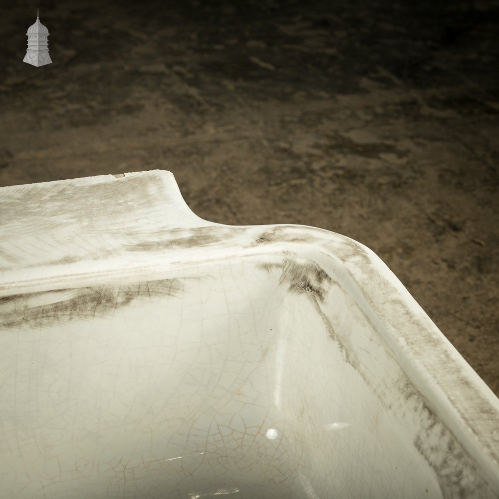 Long Trough Sink, Worn White Glazed Finish