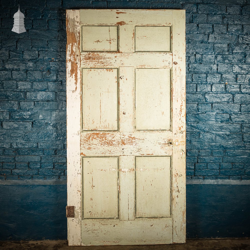 6 Panel Door, Six Moulded Panels, White & Green