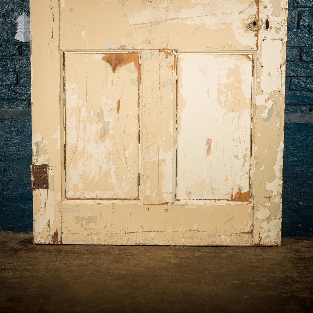 6 Panel Door, Six Moulded Panels, Distressed Cream Paint