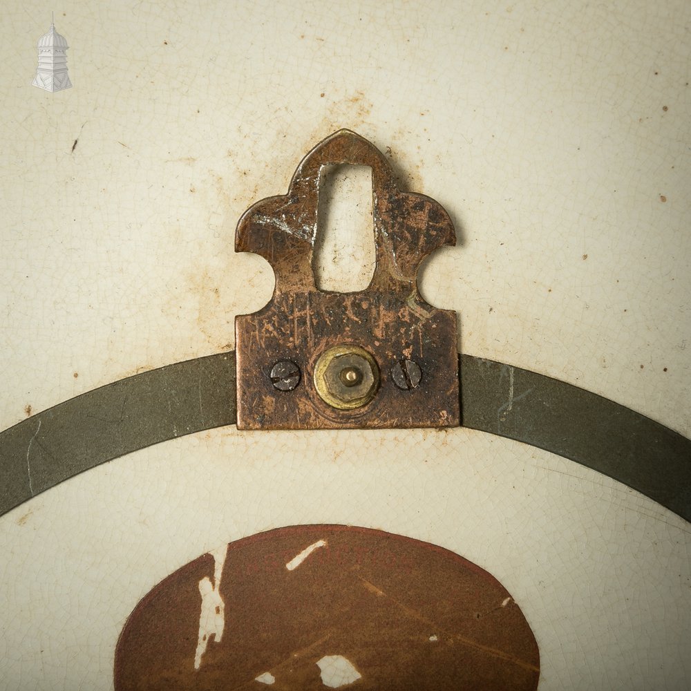 French Wall Clock, 19th C Brass and Blue and White Ceramic