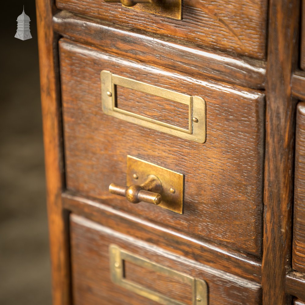 19th C Panelled Oak Index Card Filing Cabinet