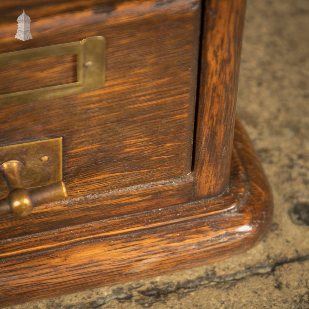 19th C Panelled Oak Index Card Filing Cabinet