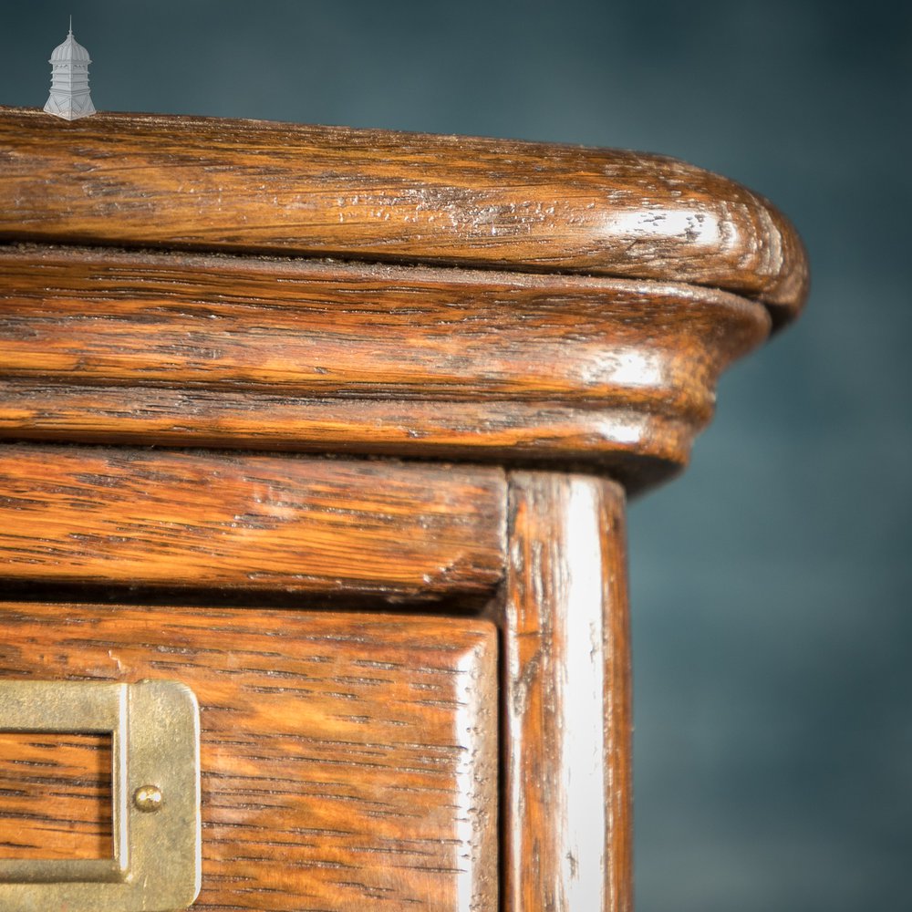 19th C Panelled Oak Index Card Filing Cabinet