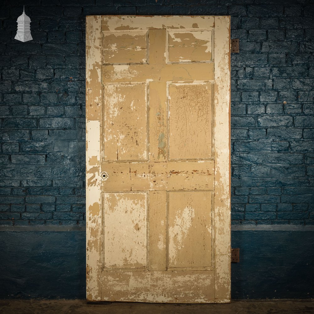 6 Panel Door, Six Moulded Panels, Distressed Paint