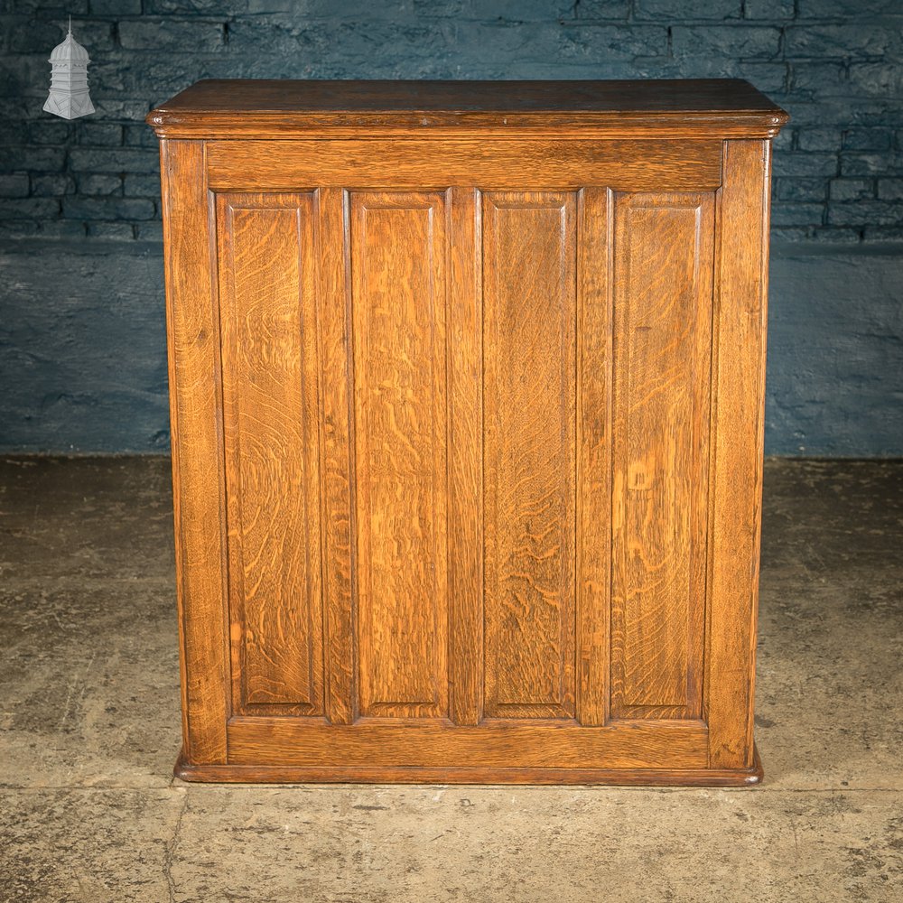 19th C Panelled Oak Index Card Filing Cabinet