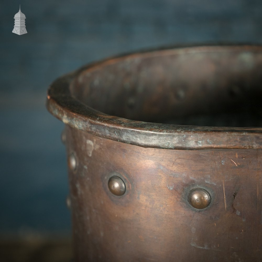 Tall Copper Copper, Riveted Cylindrical Planter