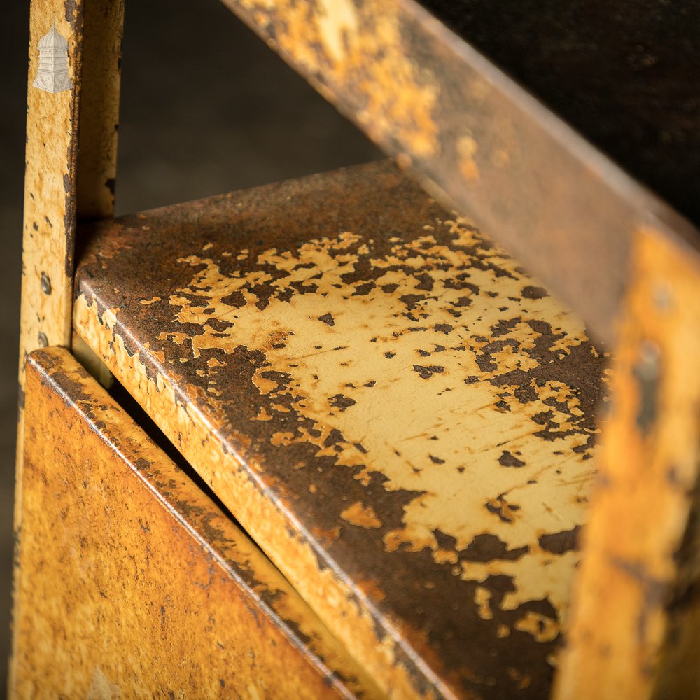 Industrial Wheeled Cabinet, Steel with Distressed Yellow Painted Finish