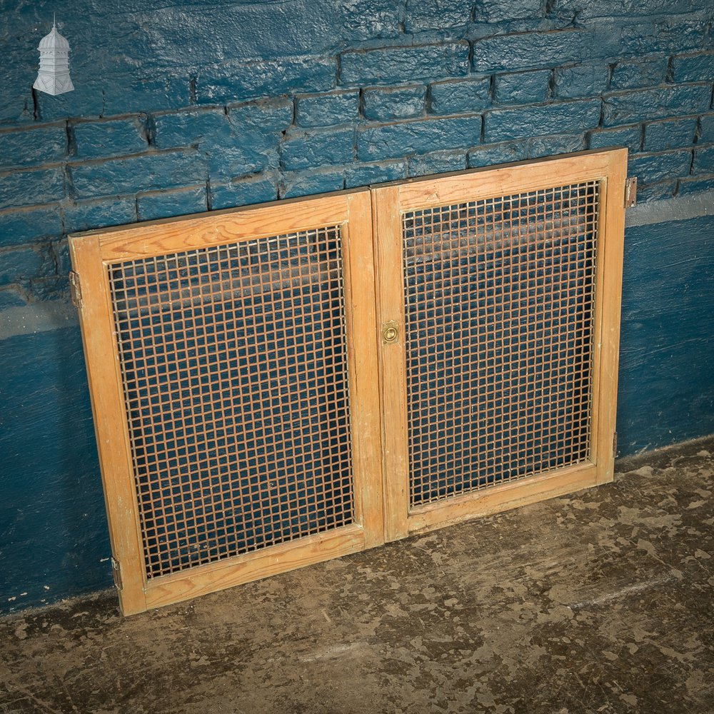 Mesh Cupboard Doors, 19th C Pine and Metal