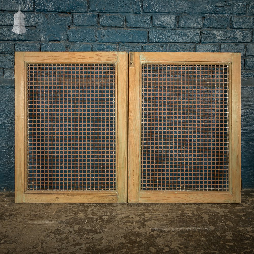 Mesh Cupboard Doors, 19th C Pine and Metal