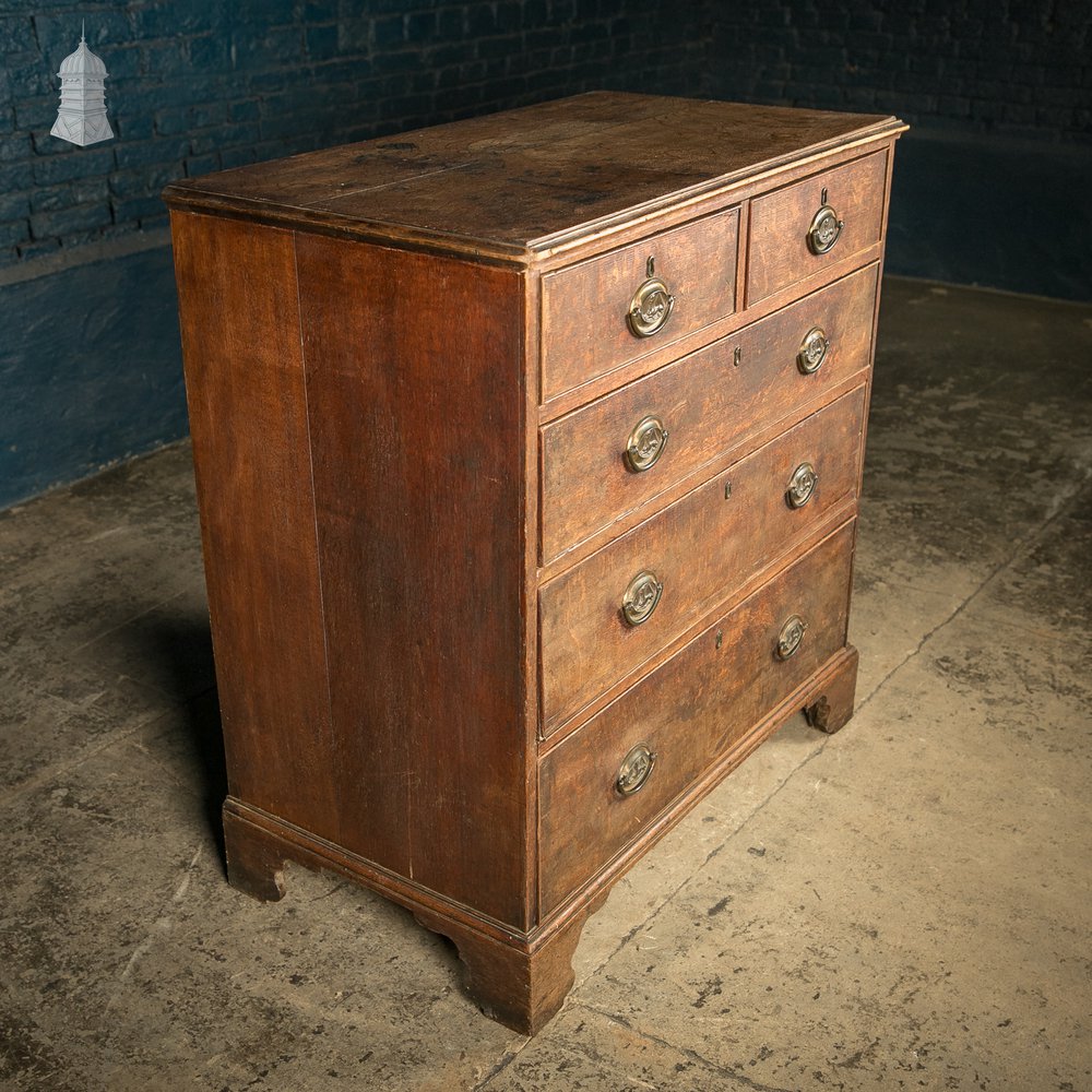 Chest of Drawers, George III, Oak 2 over 3 Drawer with Brass Sphinx Pull Handles