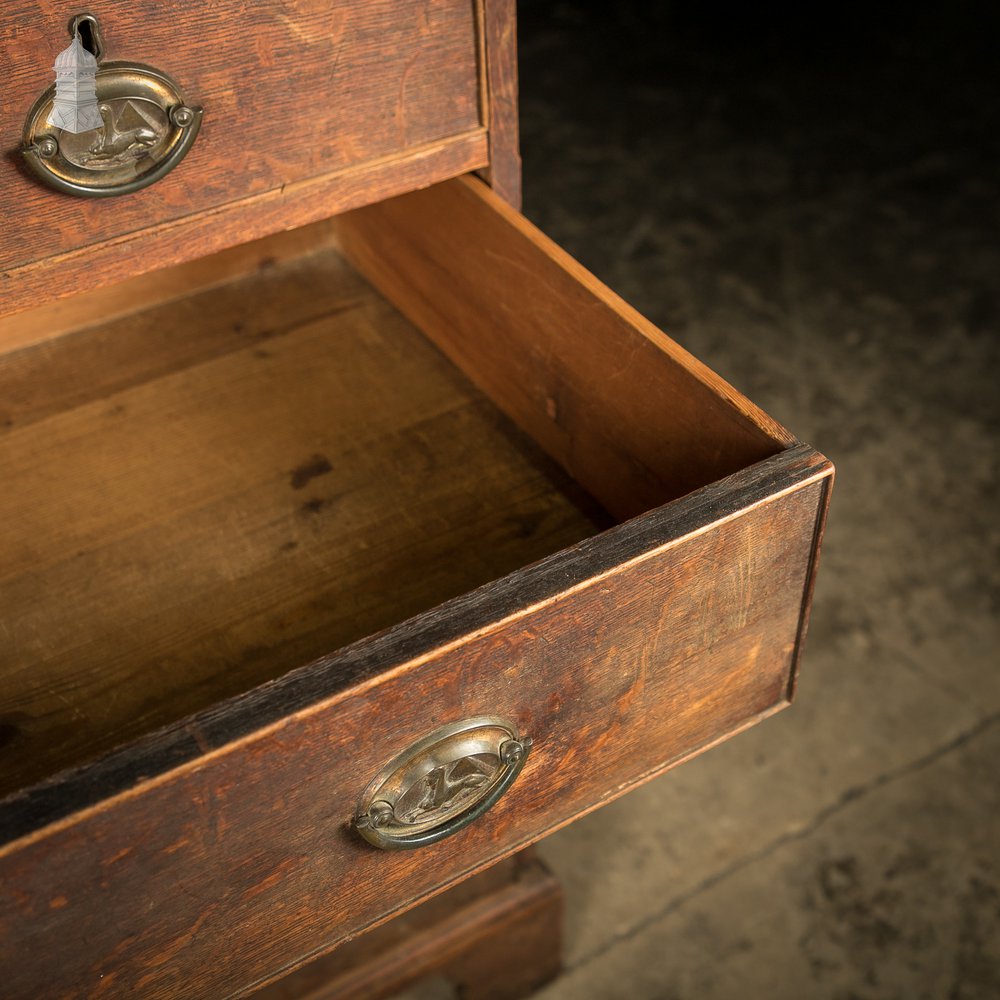 Chest of Drawers, George III, Oak 2 over 3 Drawer with Brass Sphinx Pull Handles