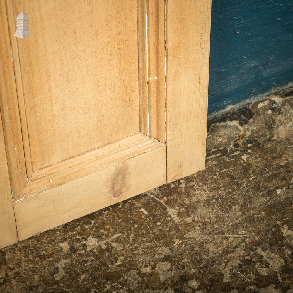 Pair of Small 19th C Stripped Pine Moulded Panel Cupboard Doors