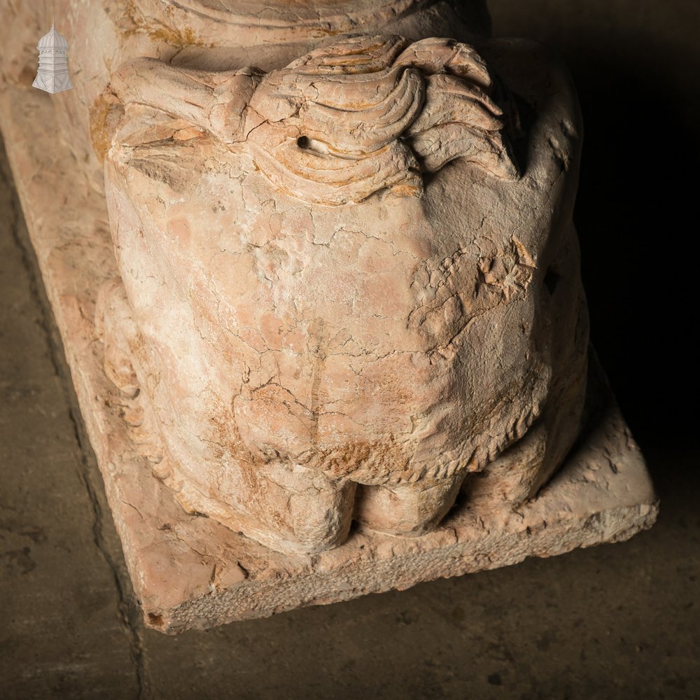 Marble Recumbent Lions, Pair