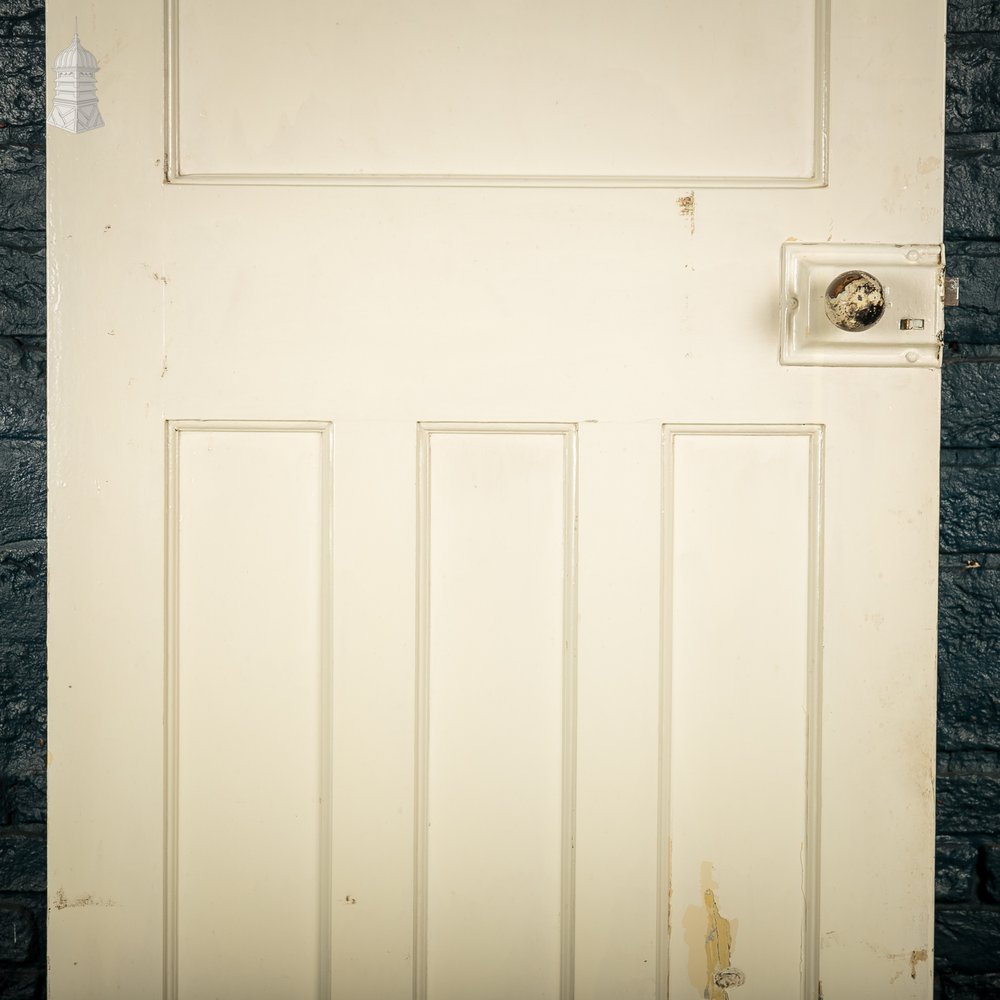 1930s Panelled Door, 4 Panels - Faux Woodgrain and White Painted Finish