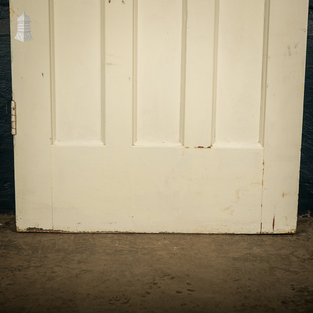 1930s Panelled Door, 4 Panels - Faux Woodgrain and White Painted Finish