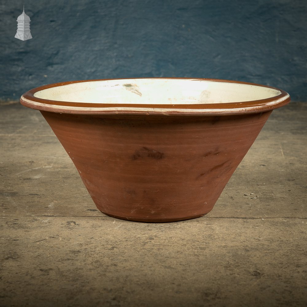 Set of Three 19th C French Dairy Bowls with Worn Glazed Finish