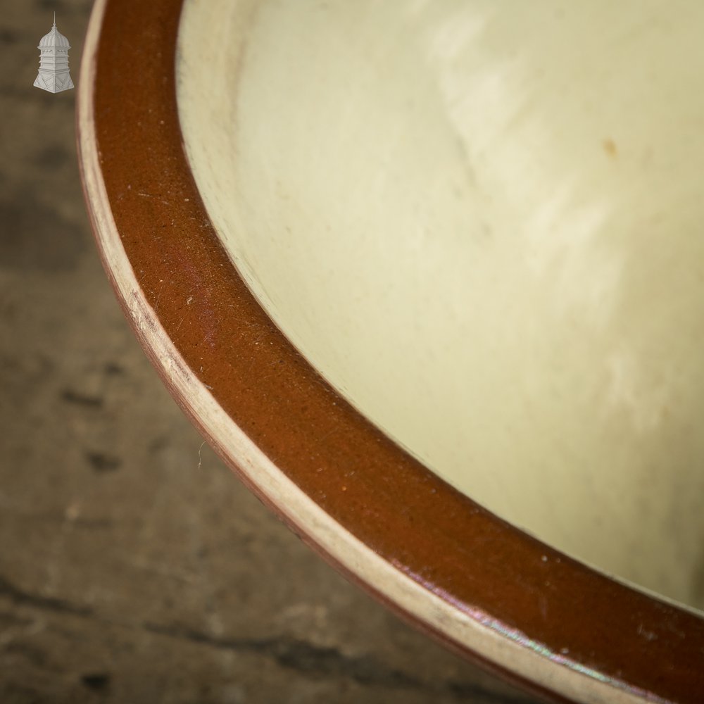 Set of Three 19th C French Dairy Bowls with Worn Glazed Finish